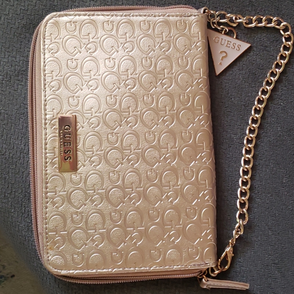 Guess Rose Gold zip up purse